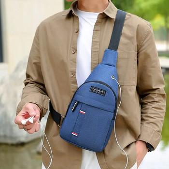 Чанта за гърдите Нова мъжка обикновена найлонова модна водоустойчива чанта през рамо през рамо