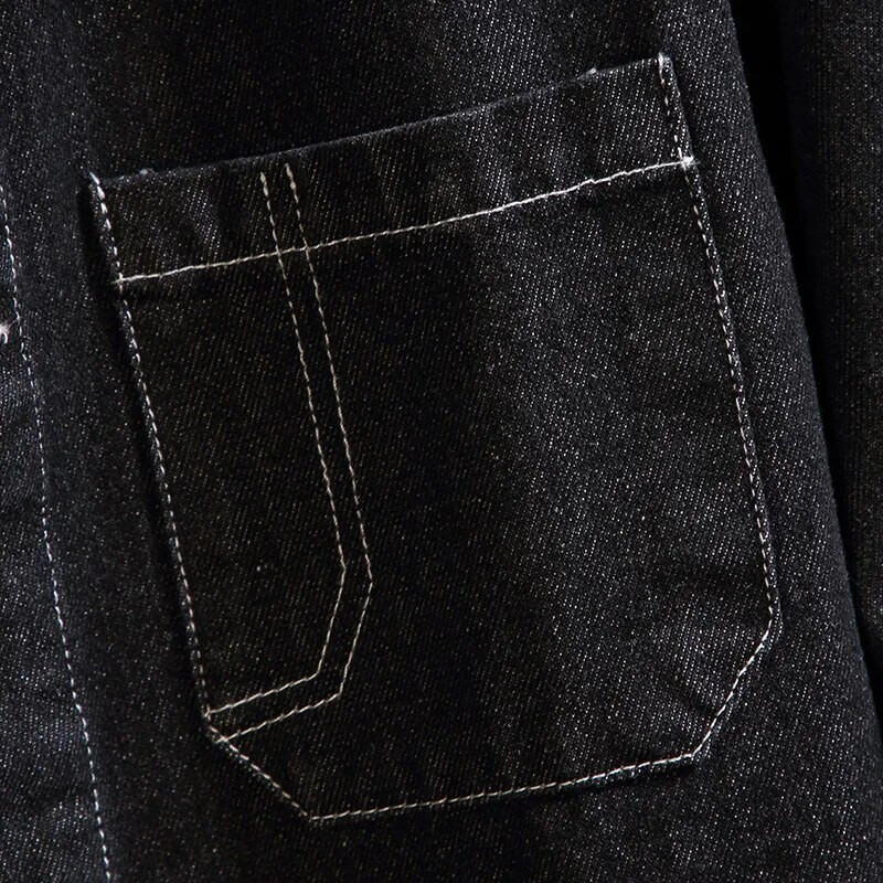 Pánske teplé riflové bundy, zimné, dámske, s veľkými vreckami, golierom a trenčkotom, vrchné oblečenie, módne čierne voľné džínsové kabáty