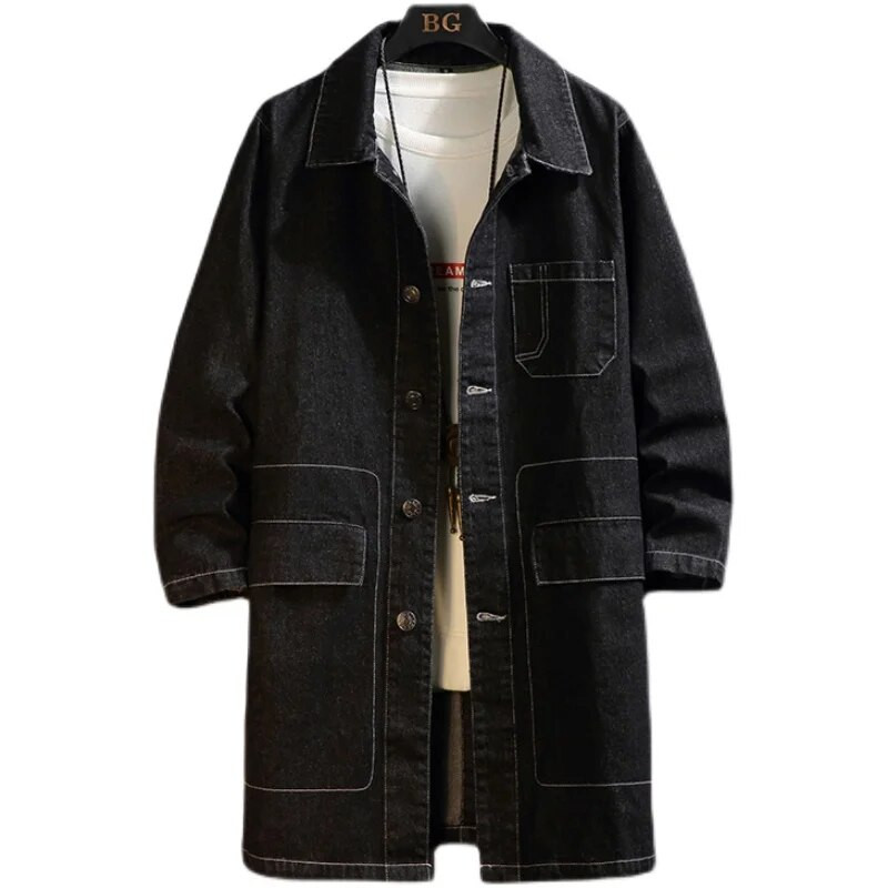 Pánske teplé riflové bundy, zimné, dámske, s veľkými vreckami, golierom a trenčkotom, vrchné oblečenie, módne čierne voľné džínsové kabáty