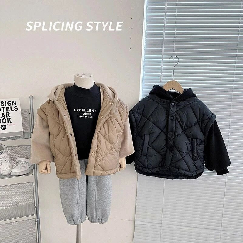 Chlapčenské a dievčenské zimné bavlnené prešívané bundy s dlhým rukávom, hrubý teplý kabát s kapucňou, ležérne vrchné oblečenie pre deti vo veku 2-8 rokov