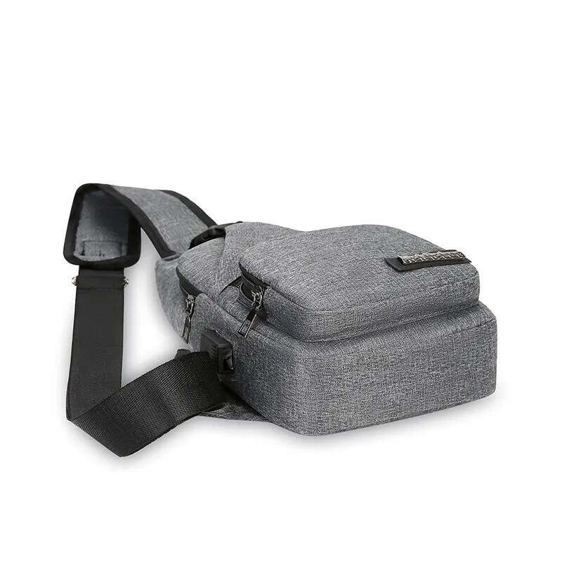 2023 Nová pánska USB inteligentná náprsná taška, crossbody taška cez rameno, plátená kórejská ležérna pánska taška