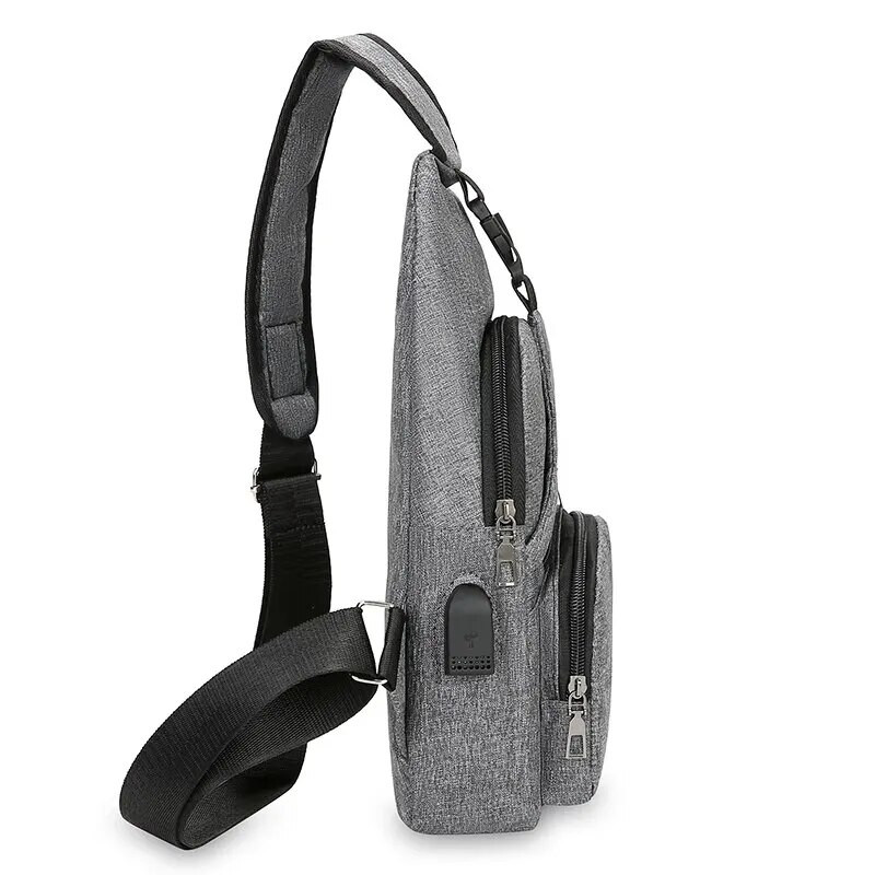 2023 Nová pánska USB inteligentná náprsná taška, crossbody taška cez rameno, plátená kórejská ležérna pánska taška