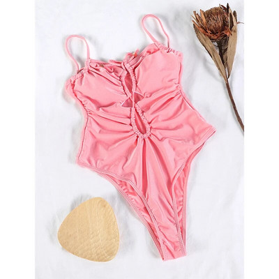 String One Piece maudymosi kostiumėlis Blizgus maudymosi kostiumėlis, 2024 m. solidūs paplūdimio drabužiai Seksualūs tvarsčiai maudymosi kostiumėliai, moteriški kostiumai, vasaros bikini