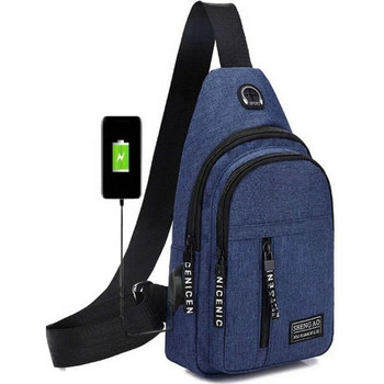 Мъжки чанти за през рамо USB зареждане Слушалки Отвор за кабел Чанти за през рамо Мъжка спортна чанта против кражба Чанта за къси пътувания Пощенска чанта