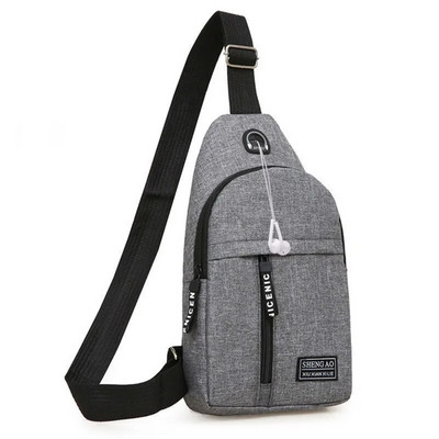 Genți de umăr pentru bărbați, căști de încărcare prin USB, orificiu pentru cablu, genți pentru bărbați, genți pentru sport antifurt, pentru piept pentru călătorii scurte.