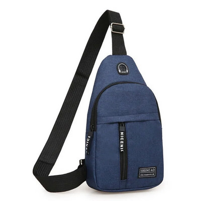 Genți de umăr pentru bărbați, căști de încărcare prin USB, orificiu pentru cablu, genți pentru bărbați, genți pentru sport antifurt, pentru piept pentru călătorii scurte.