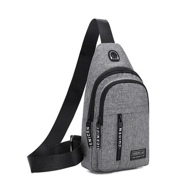 Genți de umăr pentru bărbați, căști de încărcare prin USB, orificiu pentru cablu, genți pentru bărbați, genți pentru sport antifurt, pentru piept pentru călătorii scurte.