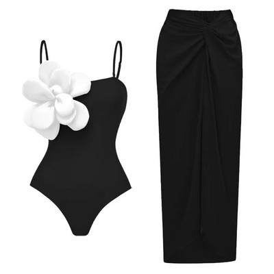 2024 Set de bikini cu flori 3D, cu acoperire, costum de baie de lux pentru femei, costum de baie cu flori sexy, talie înaltă, monokini, Desire, costum de baie