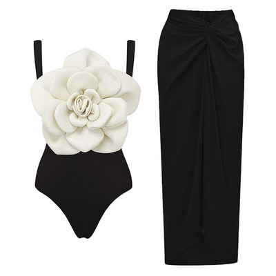 2024 Set de bikini cu flori 3D, cu acoperire, costum de baie de lux pentru femei, costum de baie cu flori sexy, talie înaltă, monokini, Desire, costum de baie