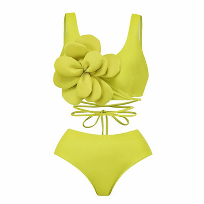 2024 Set de bikini cu flori 3D, cu acoperire, costum de baie de lux pentru femei, costum de baie cu flori sexy, talie înaltă, monokini, Desire, costum de baie