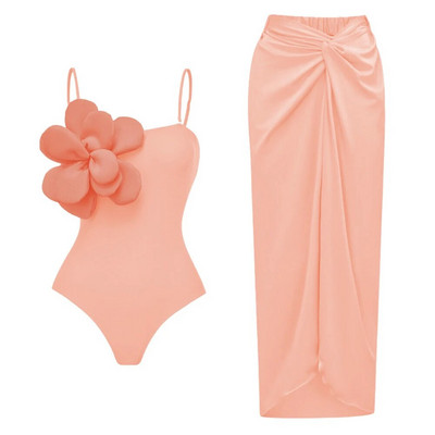 2024 Set de bikini cu flori 3D, cu acoperire, costum de baie de lux pentru femei, costum de baie cu flori sexy, talie înaltă, monokini, Desire, costum de baie