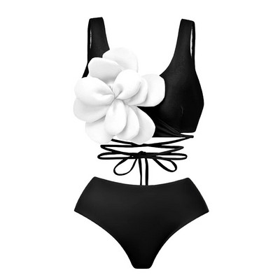 2024 Set de bikini cu flori 3D, cu acoperire, costum de baie de lux pentru femei, costum de baie cu flori sexy, talie înaltă, monokini, Desire, costum de baie