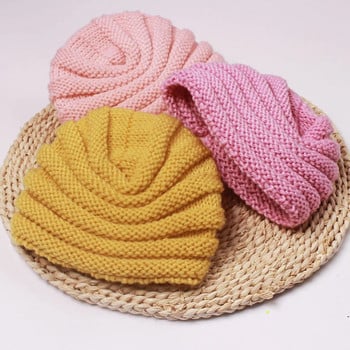 Плетена зимна бебешка шапка за момичета Candy Color Bonnet Enfant Baby Beanie Turban Hats Шапка за новородено бебе за момчета Аксесоари