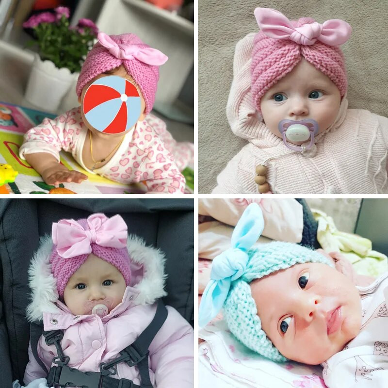Kötött téli baba sapka lányoknak Candy Color Bonnet Infant Baby Beanie turbán sapka Újszülött baba sapka fiúknak Kiegészítők