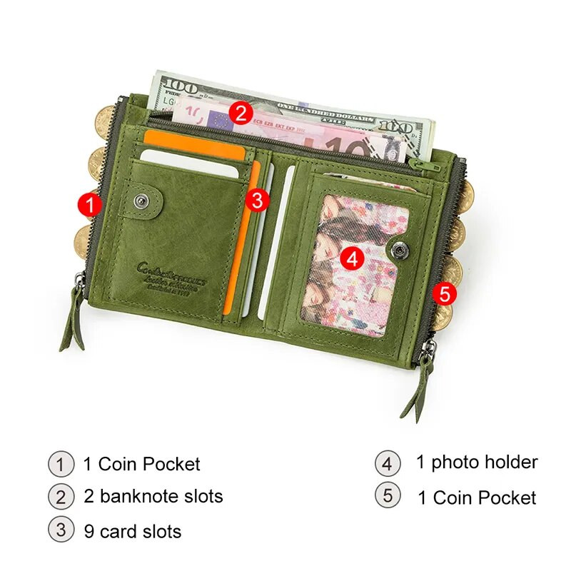 CONTACT'S  pénztárcák nőknek Rövid Bifold Fashion Női pénztárcák Kártyatartó érme pénztárca Pénzkapocs Női pénztárca