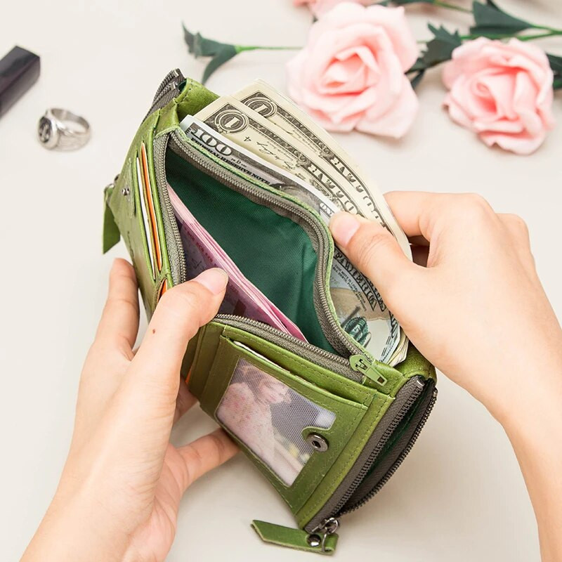 CONTACT'S  pénztárcák nőknek Rövid Bifold Fashion Női pénztárcák Kártyatartó érme pénztárca Pénzkapocs Női pénztárca