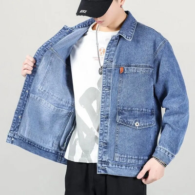 Nouă primăvară, toamnă, îmbrăcăminte de stradă elegantă, supradimensionată pentru bărbați, blugi de cowboy, jachetă din denim, cu buzunare multiple, îmbrăcăminte bărbătească, paltoane retro, pardesiu.