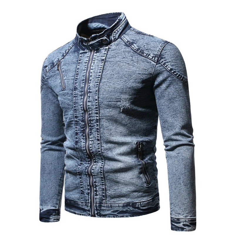 Jachetă casual de primăvară de modă pentru bărbați, de catifea, de stradă, jachetă din denim, jachete de blugi pentru bărbați, haine slim fit, îmbrăcăminte exterioară