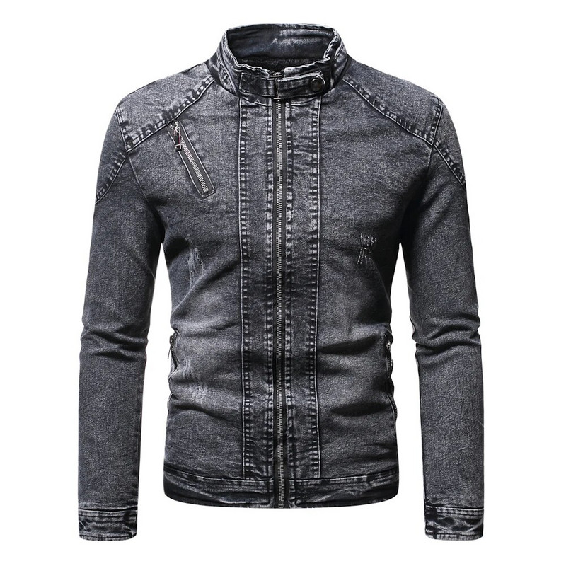 Jachetă casual de primăvară de modă pentru bărbați, de catifea, de stradă, jachetă din denim, jachete de blugi pentru bărbați, haine slim fit, îmbrăcăminte exterioară