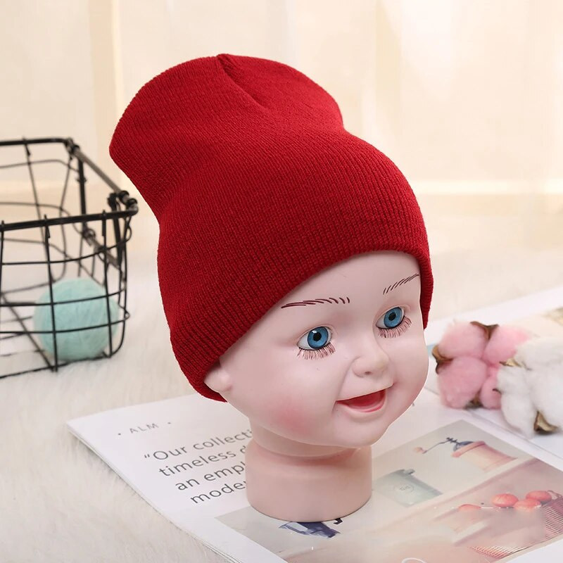Solid Beanies Kepurė vaikams Kūdikiams Mergaitėms Berniukams Rudens žieminės kepuraitės Šiltos minkštos saldainių megztos kepuraitės Skullies Kūdikių kepuraitės vaikams