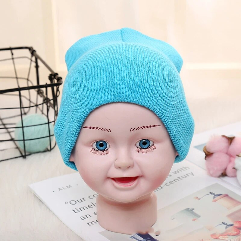 Solid Beanies Kepurė vaikams Kūdikiams Mergaitėms Berniukams Rudens žieminės kepuraitės Šiltos minkštos saldainių megztos kepuraitės Skullies Kūdikių kepuraitės vaikams