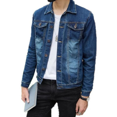 Jeseň zima 2020 Móda nová pánska džínsová bunda pre teenagerov, trend klopový retro kórejský mládežnícky módny slim džínsový kabát pre mužov