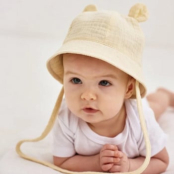 Μαλακό βαμβακερό μωρό καπέλο για τον ήλιο με αυτιά Χαριτωμένο λαγουδάκι νεογέννητο αγόρια κορίτσια Καπέλο κουβά Καλοκαίρι Παιδιά Μικρό παιδί Παναμά Καπέλο 0 έως 12 μηνών