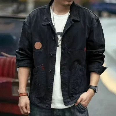 Pánske džínsové bundy s kapsami a gombíkmi, hnedé, kovbojské, z kórejskej látky Y2k, nízka cena, kovbojské, najvyššej kvality, nosené