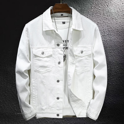 Pánska biela rifľová bunda Armygreen Classic Vintage, pouličná móda, japonský ležérny kabát, pánska značková rifľová bunda, plus veľkosť 5XL