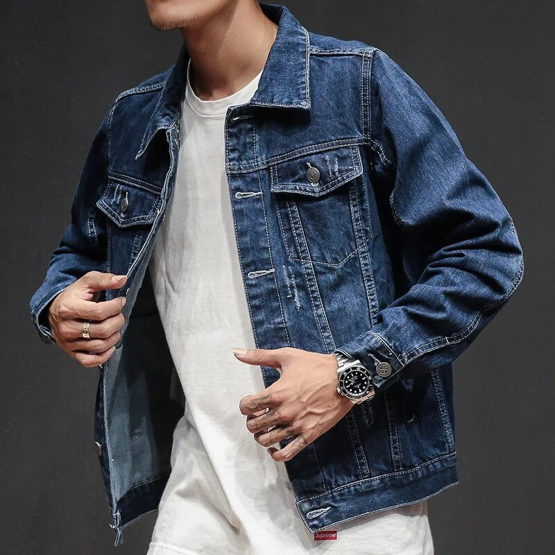 2024 m. vyriška plona džinsinė striukė Rudens graži laisvalaikio striukė