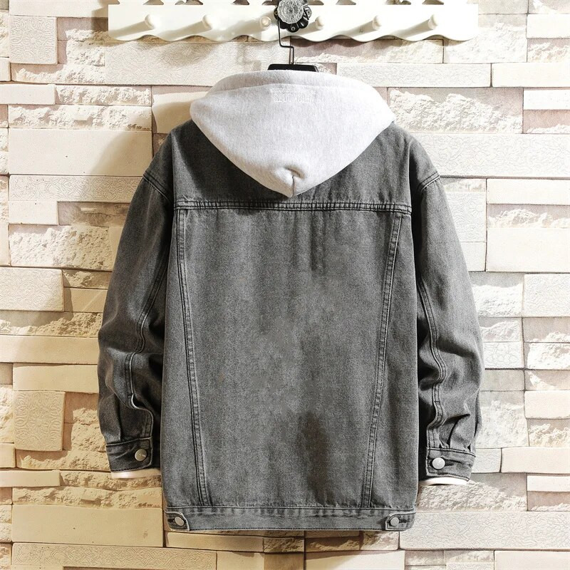 Pánska rifľová bunda s kapucňou, voľná, s kapucňou, džínsová bunda, pánska, ležérna, streetwear, veľkosť 5XL