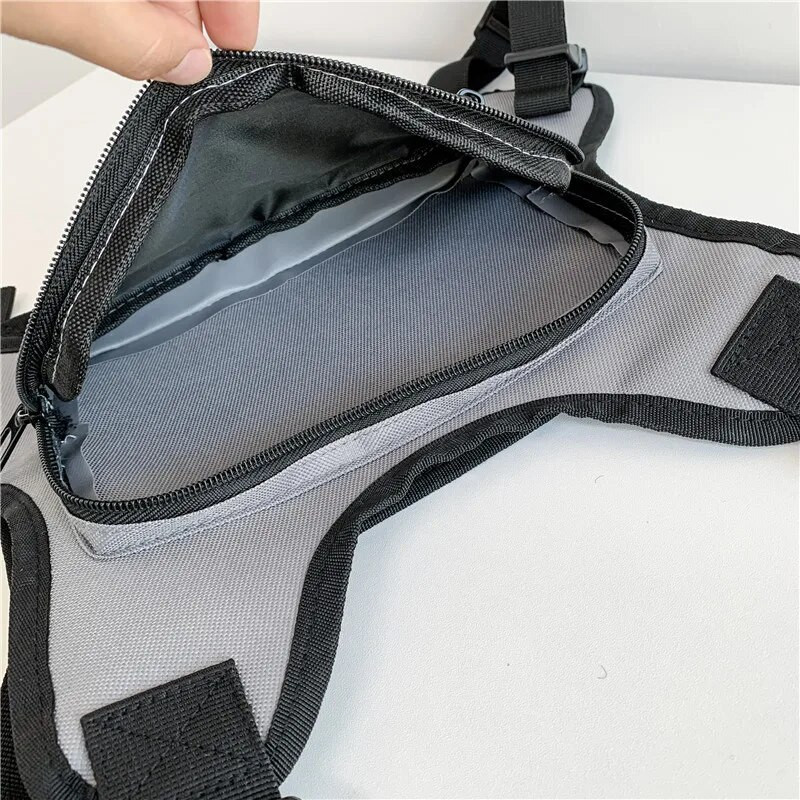 Mladí muži, náprsné tašky, módne plátené pánske tašky, funkčné náprsné tašky pre mužov, pouličné chlapčenské hip-hopové taktické vesty