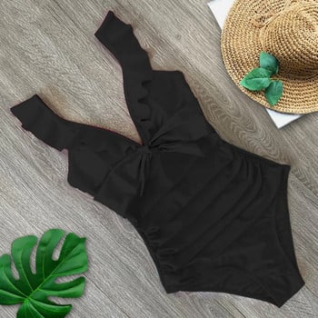 2024 Νέο σέξι βολάν One Piece Off The Shoulder Γυναικεία μαγιό Deep-V Bathing Beach Wear Swim