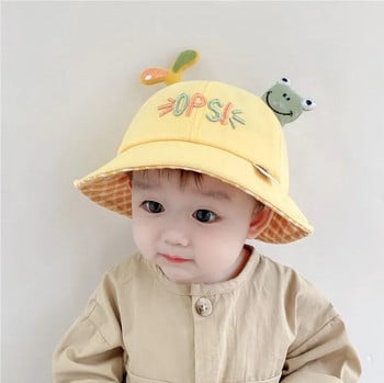 Καπέλο Baby Bucket 2023 Νέο για Παιδιά Ανοιξιάτικη Υπαίθρια Αγόρια Κοριτσίστικα Καπέλο Ήλιου Καλοκαιρινό Χαριτωμένο Μαστίγωμα Μικρό Παιδικό Καπέλο Ψαρά Βαμβακερό