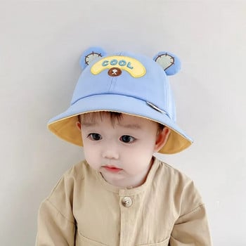 Καπέλο Baby Bucket 2023 Νέο για Παιδιά Ανοιξιάτικη Υπαίθρια Αγόρια Κοριτσίστικα Καπέλο Ήλιου Καλοκαιρινό Χαριτωμένο Μαστίγωμα Μικρό Παιδικό Καπέλο Ψαρά Βαμβακερό
