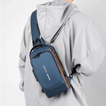 Ανδρική τσάντα για πάρτι χιαστί Αδιάβροχη τσάντες στήθους USB Αντικλεπτική τσάντα ώμου τσάντα πολλαπλών λειτουργιών Short Travel Messenger Pack