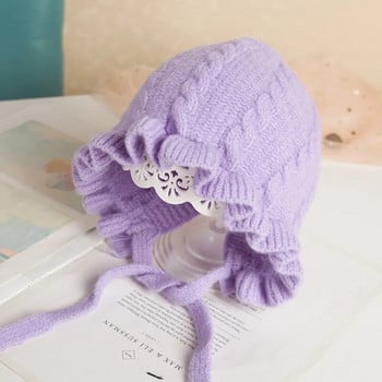 Βρεφικό καπέλο Χειμερινό κορίτσι Βρεφικό καπέλο με κουκούλα Φθινοπωρινό και χειμώνα Προστασία αυτιών Ζεστό μάλλινο καπέλο κοριτσίστικο πλεκτό καπέλο