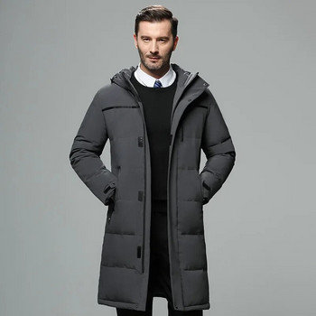 Ανδρικά μαύρα μακρύ παλτό με πούπουλα Νέα ανδρικά χειμωνιάτικα κουκούλα casual πουπουλένια μπουφάν Ποιοτικά αντιανεμικά ζεστά μπουφάν εξωτερικού χώρου Ανδρικά ρούχα