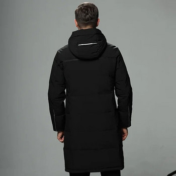 Ανδρικά μαύρα μακρύ παλτό με πούπουλα Νέα ανδρικά χειμωνιάτικα κουκούλα casual πουπουλένια μπουφάν Ποιοτικά αντιανεμικά ζεστά μπουφάν εξωτερικού χώρου Ανδρικά ρούχα