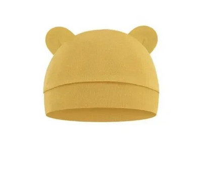 Pălărie pentru bebeluși de toamnă iarnă Pălării confortabile de culoare solidă șapcă drăguță din bumbac în formă de ureche Accesorii de fotografie pentru nou-născuți 0 -1 Articole pentru bonetă pentru sugari