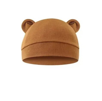 Pălărie pentru bebeluși de toamnă iarnă Pălării confortabile de culoare solidă șapcă drăguță din bumbac în formă de ureche Accesorii de fotografie pentru nou-născuți 0 -1 Articole pentru bonetă pentru sugari