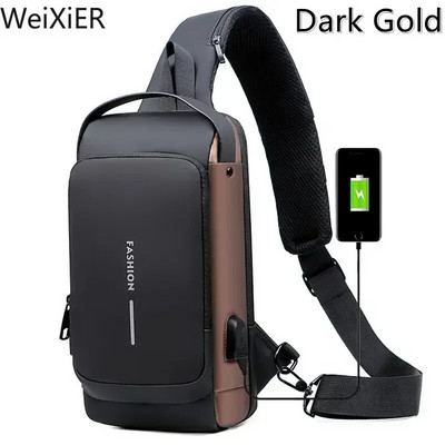 Genți pentru piept antifurt pentru bărbați Genți de umăr Încărcare USB Pachet crossbody pentru școală pentru călătorii scurte Genți de mesagerie Oxford pentru bărbați