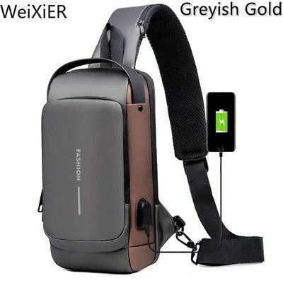 Genți pentru piept antifurt pentru bărbați Genți de umăr Încărcare USB Pachet crossbody pentru școală pentru călătorii scurte Genți de mesagerie Oxford pentru bărbați