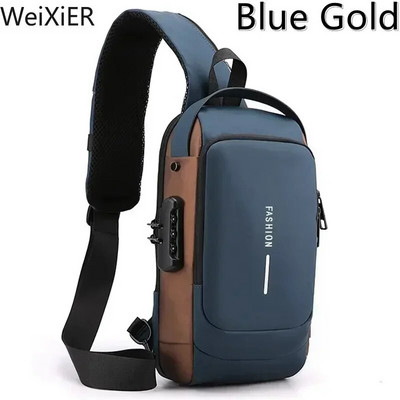 Genți pentru piept antifurt pentru bărbați Genți de umăr Încărcare USB Pachet crossbody pentru școală pentru călătorii scurte Genți de mesagerie Oxford pentru bărbați