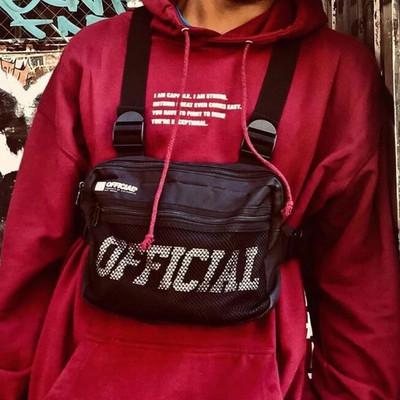 Tänavarõivaste meeste kott taktikaline vest hip-hop stiilis Crossbody rinnakottide komplektid 2020. aastaks. Moodne punck rinnavöö vöökott Unisex