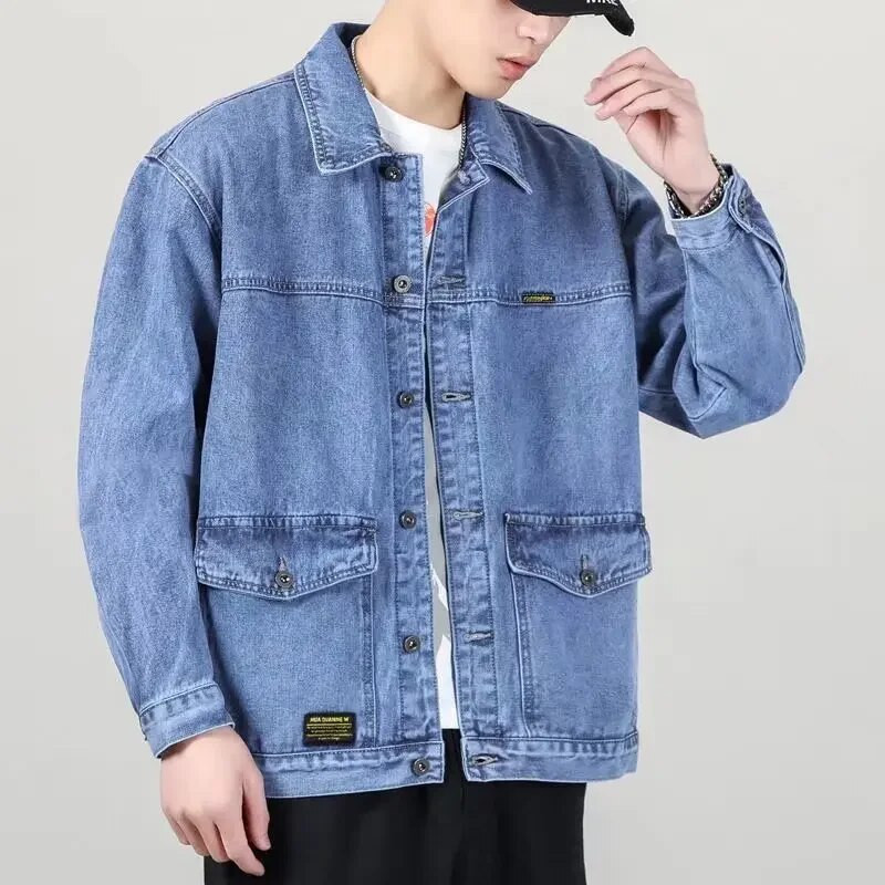 Új, laza, laza farmerdzseki férfi dagály márka szerszámos, csúcskategóriás, minden meccshez használható nyári vékony dzseki