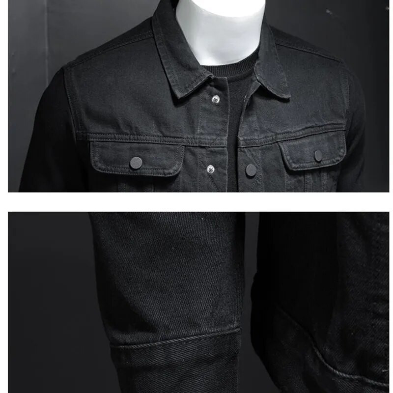 Jachetă de blugi pentru bărbați, nouă toamnă, subțire, elastică, retro, motocicletă, punk, streetwear, moda, skateboard, tineret, blugi, plus dimensiune 5xl