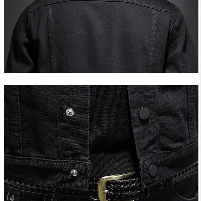 Jachetă de blugi pentru bărbați, nouă toamnă, subțire, elastică, retro, motocicletă, punk, streetwear, moda, skateboard, tineret, blugi, plus dimensiune 5xl