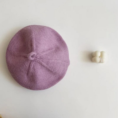 Berete drăguțe pentru bebeluși, tricotat din lână, beretă, pălării, franceză, în carouri plat, șapci pentru copii, versatilă, moale, tricotată, toamnă, iarnă, în aer liber, călărie caldă