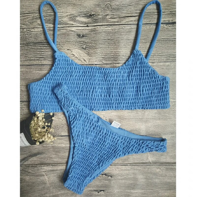 Set de bikini pentru sutien căptușit cu push-up pentru femei sexy. Costumul de baie plisat Costum de baie pentru plajă